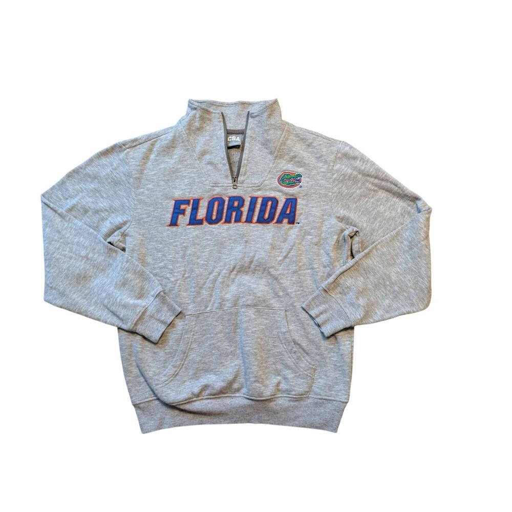 Florida Gators Mens Gray Long Sleeve 1/4 Zip Pullover Sweatshirt, Vintage M, CSA